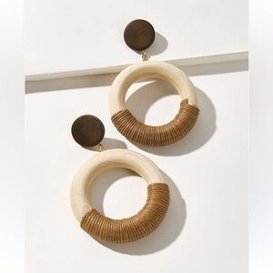 Woven Ring Drop Earrings — Natural/Tan